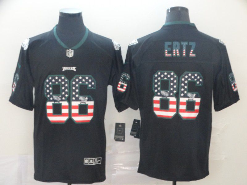 Men Philadelphia Eagles #86 Ertz Nike USA Flag Fashion Black Color Rush Limited NFL Jersey